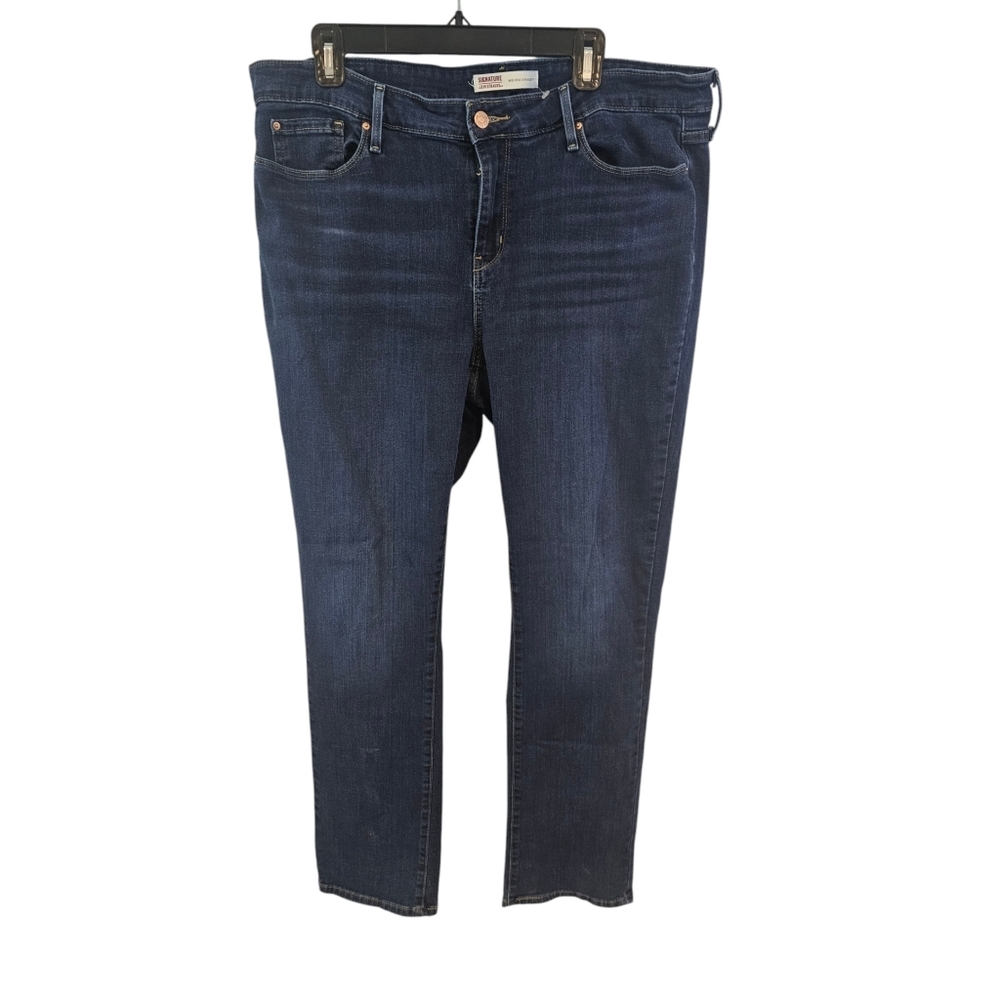 Signature Levi Strauss Size 18L Blue Women's Jeans Mid-Rise Straight - Picture 1 of 6